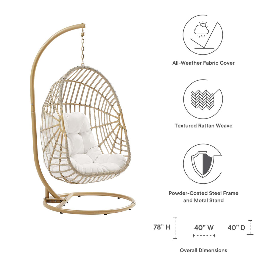 Notus Wicker Rattan Outdoor Patio Rattan Swing Chair in Natural White