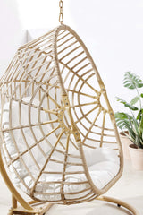 Notus Wicker Rattan Outdoor Patio Rattan Swing Chair in Natural White