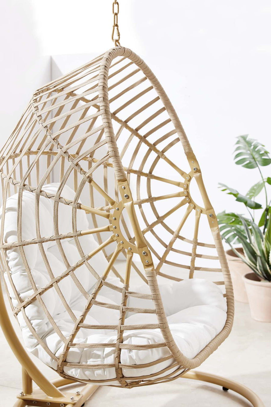 Notus Wicker Rattan Outdoor Patio Rattan Swing Chair in Natural White