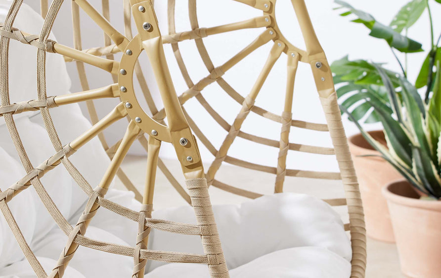 Notus Wicker Rattan Outdoor Patio Rattan Swing Chair in Natural White