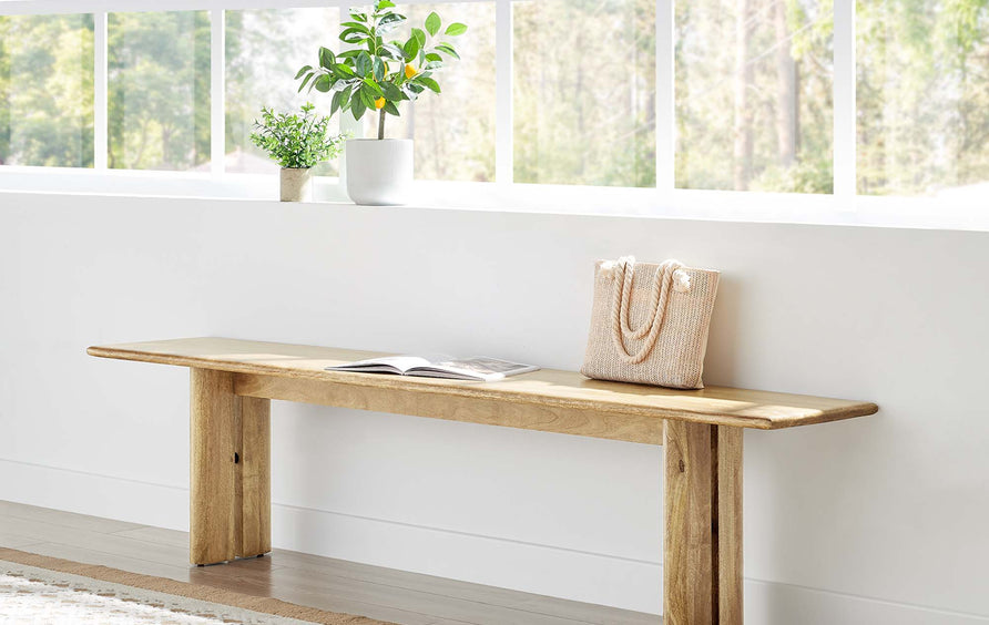 Ember 72" Wood Bench in Oak