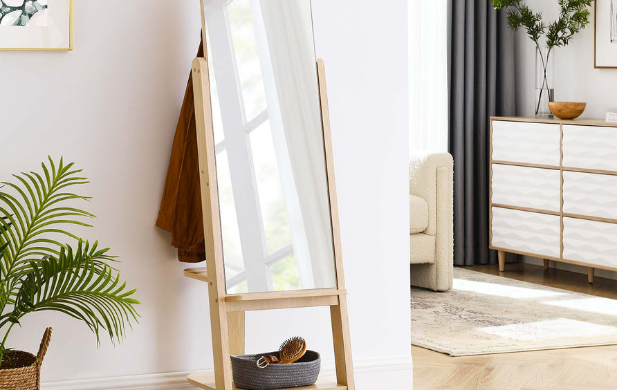 Katriel Standing Mirror in Oak