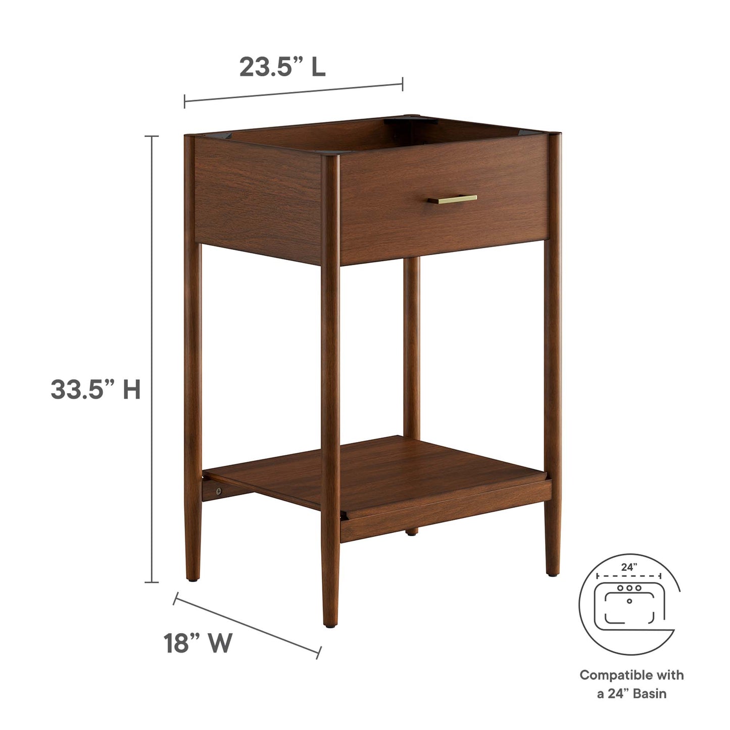 Zaire 24" Bathroom Vanity Cabinet (Sink Basin Not Included) by Furniture For America