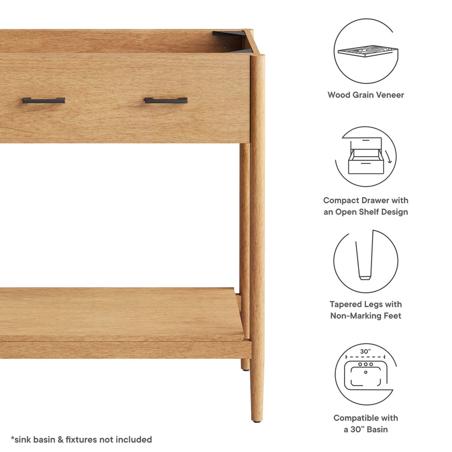 Quill 30" Bathroom Vanity Cabinet (Sink Basin Not Included) in Natural