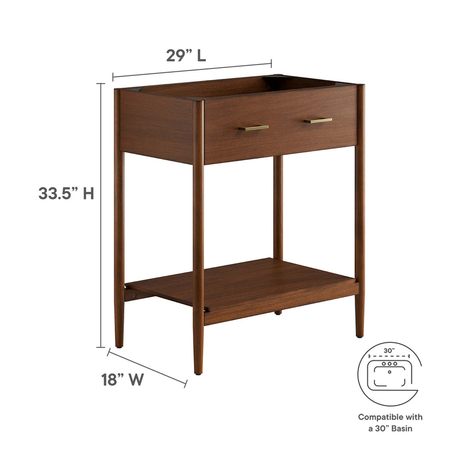 Quill 30" Bathroom Vanity Cabinet (Sink Basin Not Included) in Walnut