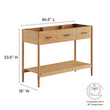 Quill 48" Single Sink Compatible Bathroom Vanity Cabinet (Sink Basin Not Included) in Natural