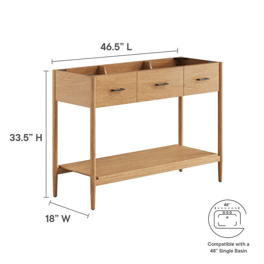 Quill 48" Single Sink Compatible Bathroom Vanity Cabinet (Sink Basin Not Included) in Natural