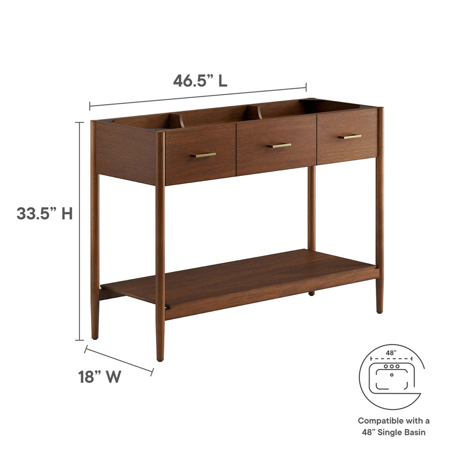 Quill 48" Single Sink Compatible Bathroom Vanity Cabinet (Sink Basin Not Included) in Walnut