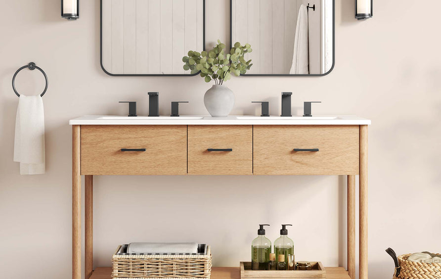 Quill 48" Double Sink Compatible Bathroom Vanity Cabinet (Sink Basin Not Included) in Natural