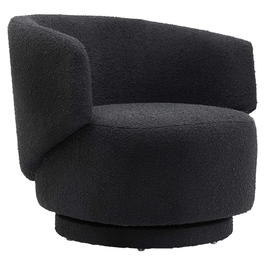 Rhett Boucle Fabric Swivel Chair in Black