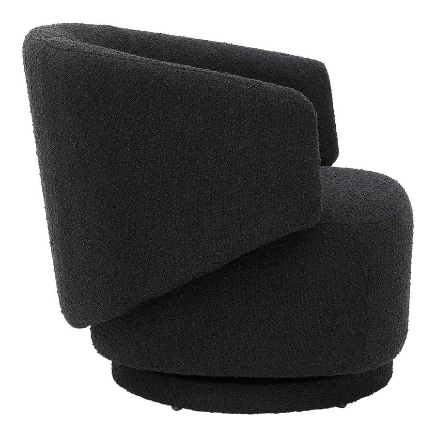 Rhett Boucle Fabric Swivel Chair in Black