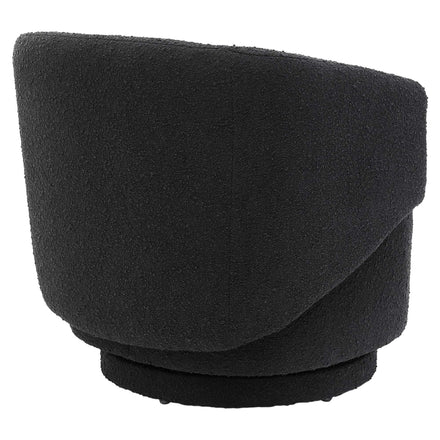 Celestia Boucle Fabric Swivel Chair in Black