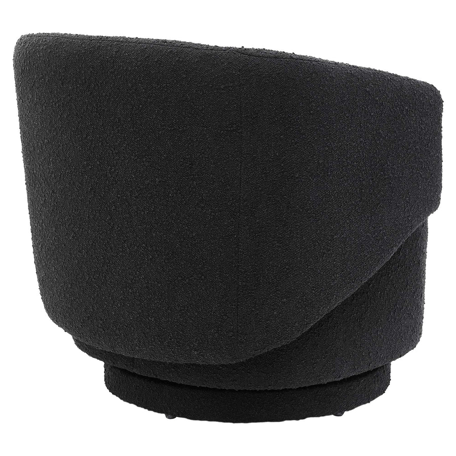 Rhett Boucle Fabric Swivel Chair in Black