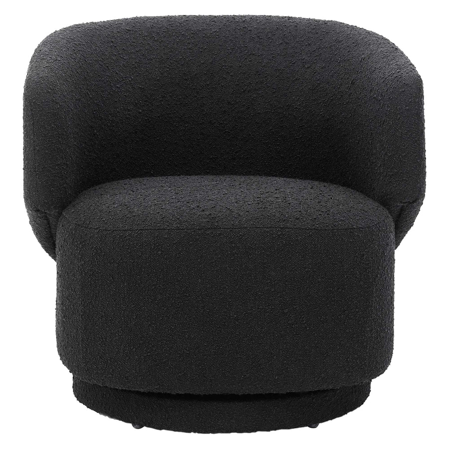 Rhett Boucle Fabric Swivel Chair in Black