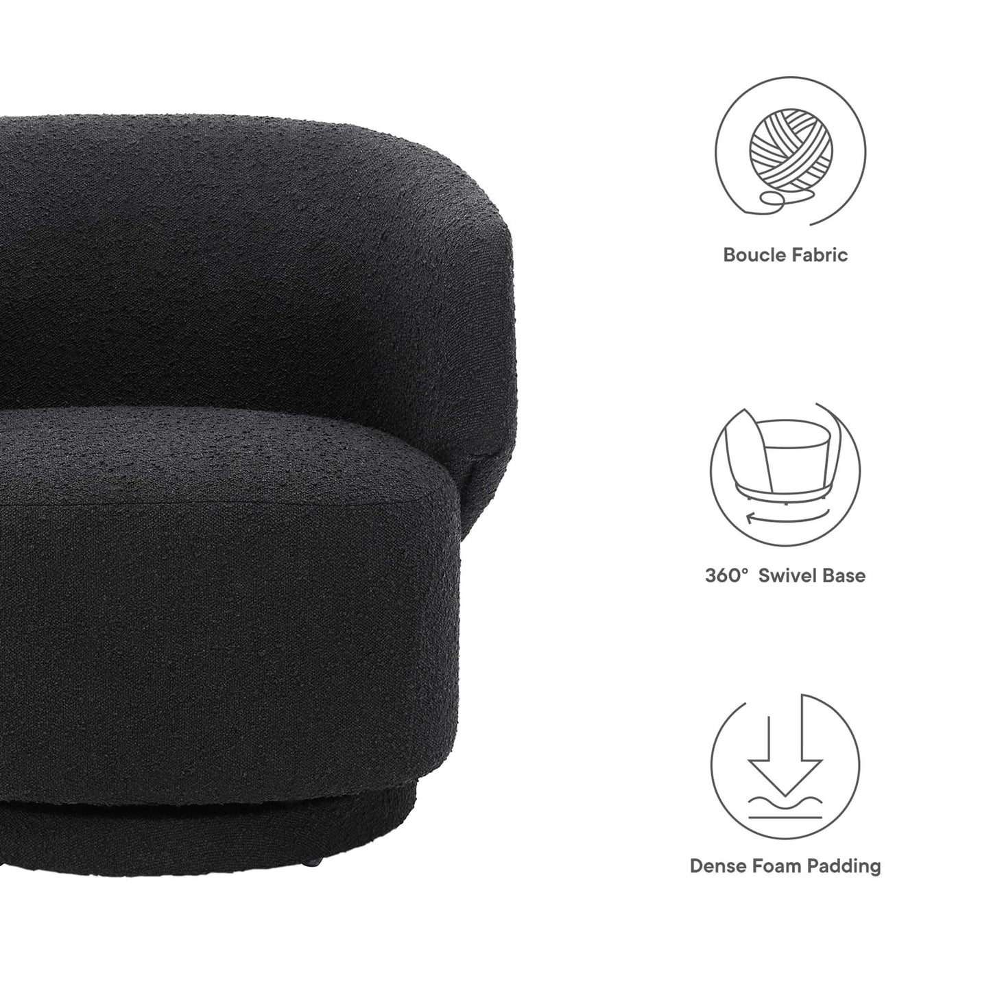 Celestia Boucle Fabric Swivel Chair by Furniture For America