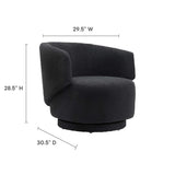 Rhett Boucle Fabric Swivel Chair in Black