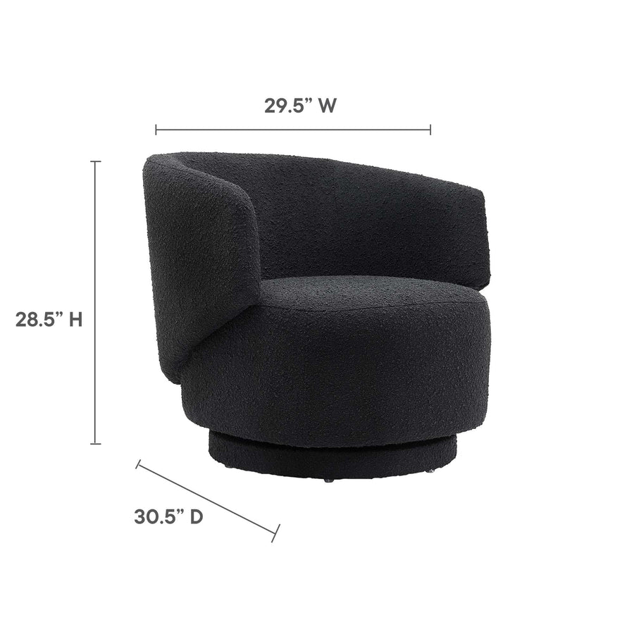 Rhett Boucle Fabric Swivel Chair in Black