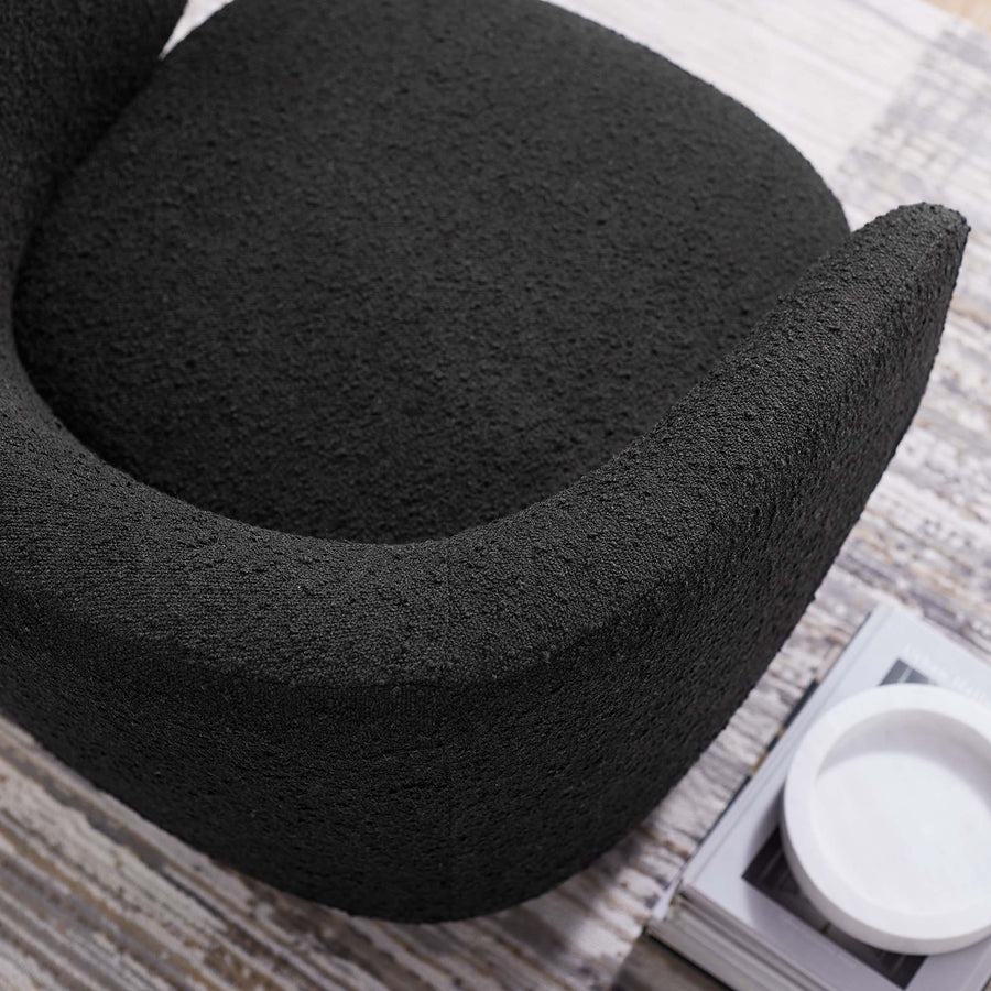Rhett Boucle Fabric Swivel Chair in Black