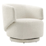 Rhett Boucle Fabric Swivel Chair in Ivory