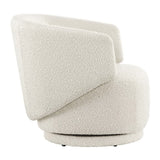 Rhett Boucle Fabric Swivel Chair in Ivory