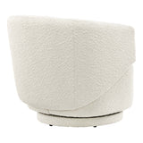 Rhett Boucle Fabric Swivel Chair in Ivory