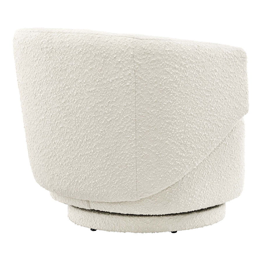 Rhett Boucle Fabric Swivel Chair in Ivory