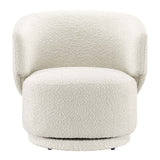 Rhett Boucle Fabric Swivel Chair in Ivory