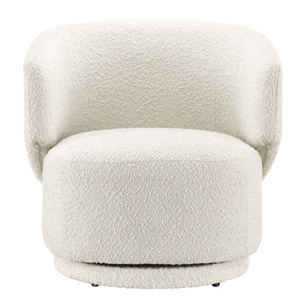 Celestia Boucle Fabric Swivel Chair in Ivory