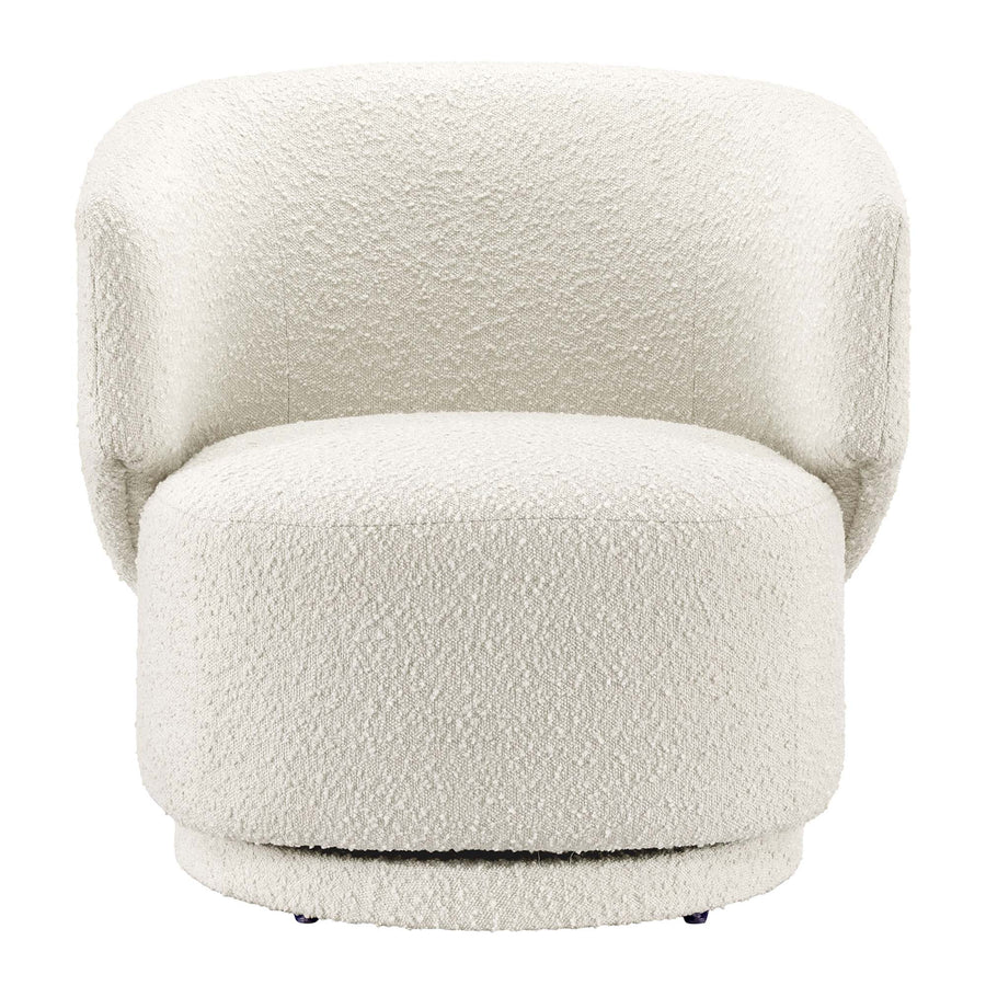 Rhett Boucle Fabric Swivel Chair in Ivory