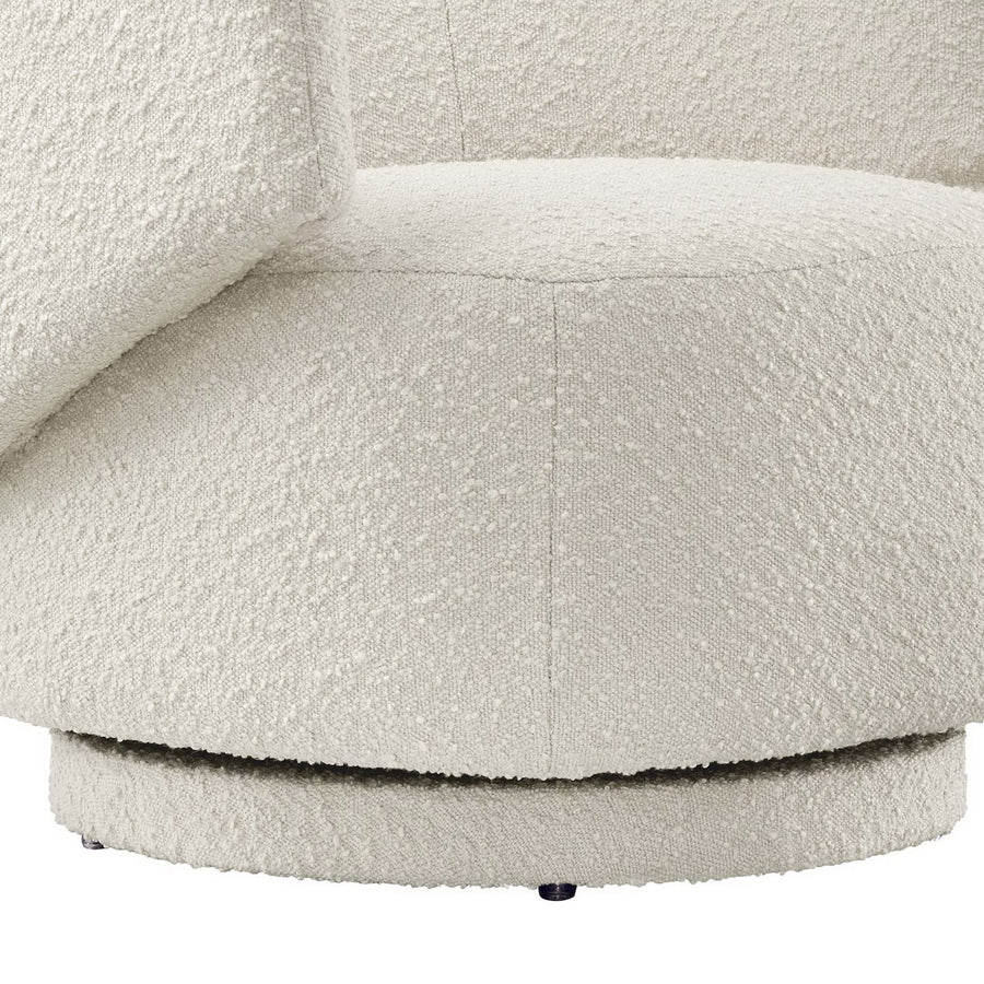 Rhett Boucle Fabric Swivel Chair in Ivory