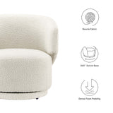 Rhett Boucle Fabric Swivel Chair in Ivory