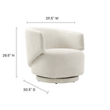 Rhett Boucle Fabric Swivel Chair in Ivory
