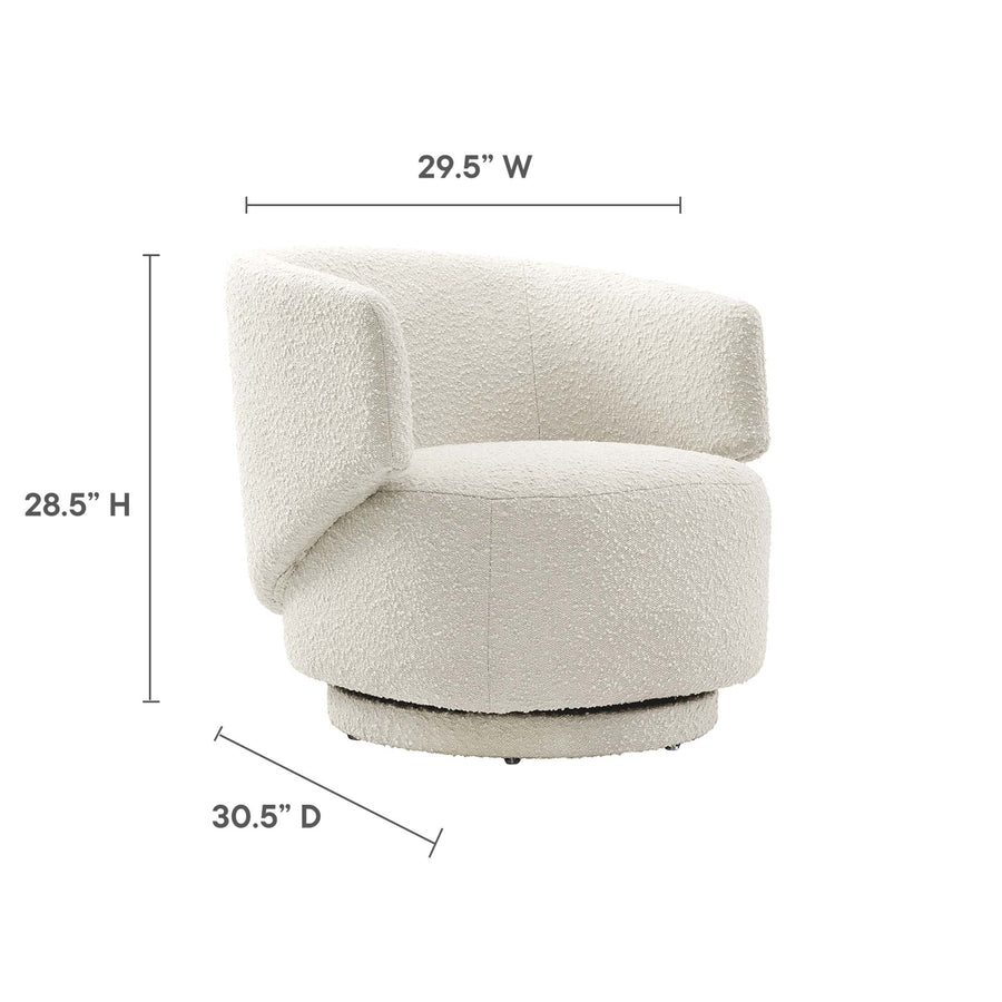 Rhett Boucle Fabric Swivel Chair in Ivory