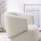 Rhett Boucle Fabric Swivel Chair in Ivory