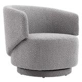 Rhett Boucle Fabric Swivel Chair in Light Gray