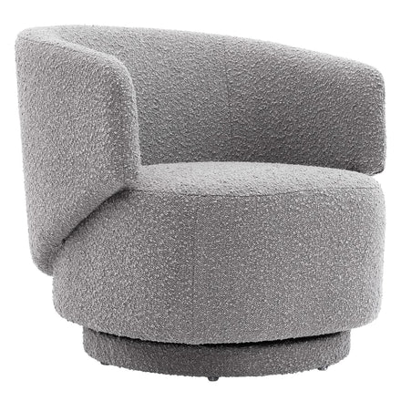 Celestia Boucle Fabric Swivel Chair in Light Gray