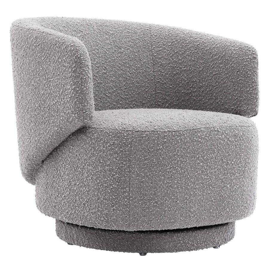 Rhett Boucle Fabric Swivel Chair in Light Gray