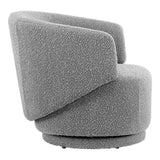 Rhett Boucle Fabric Swivel Chair in Light Gray