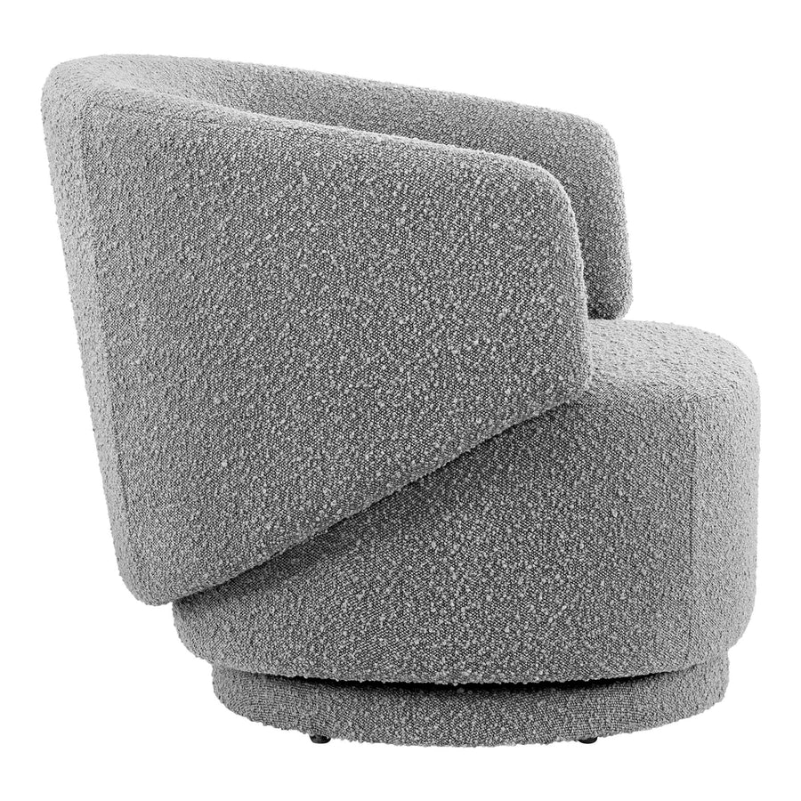Rhett Boucle Fabric Swivel Chair in Light Gray
