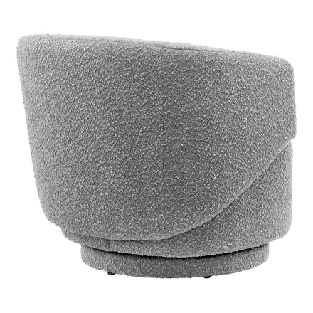 Celestia Boucle Fabric Swivel Chair in Light Gray