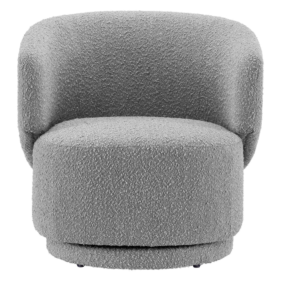 Rhett Boucle Fabric Swivel Chair in Light Gray