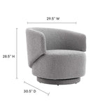 Rhett Boucle Fabric Swivel Chair in Light Gray