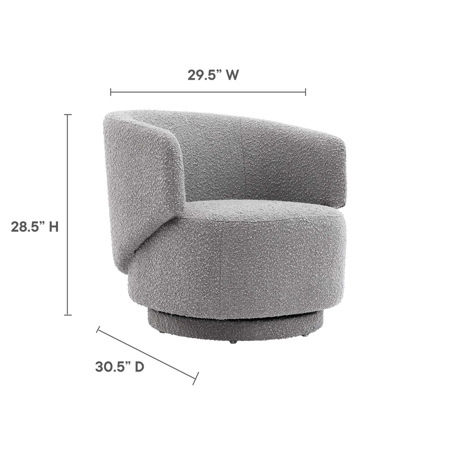 Rhett Boucle Fabric Swivel Chair in Light Gray