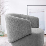 Rhett Boucle Fabric Swivel Chair in Light Gray