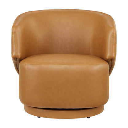Celestia Vegan Leather Fabric and Wood Swivel Chair by Furniture For America