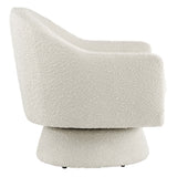 Ostro Boucle Fabric Swivel Chair in Ivory