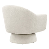 Ostro Boucle Fabric Swivel Chair in Ivory