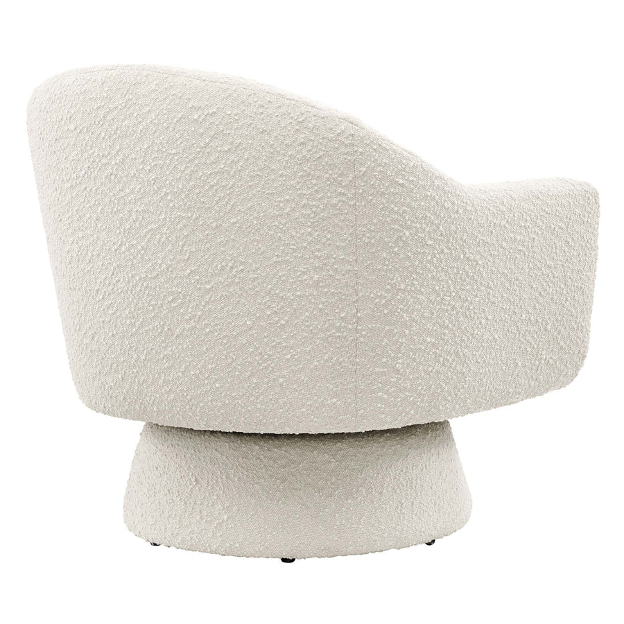 Ostro Boucle Fabric Swivel Chair in Ivory