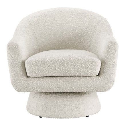 Astral Boucle Fabric Swivel Chair in Ivory