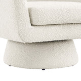 Ostro Boucle Fabric Swivel Chair in Ivory
